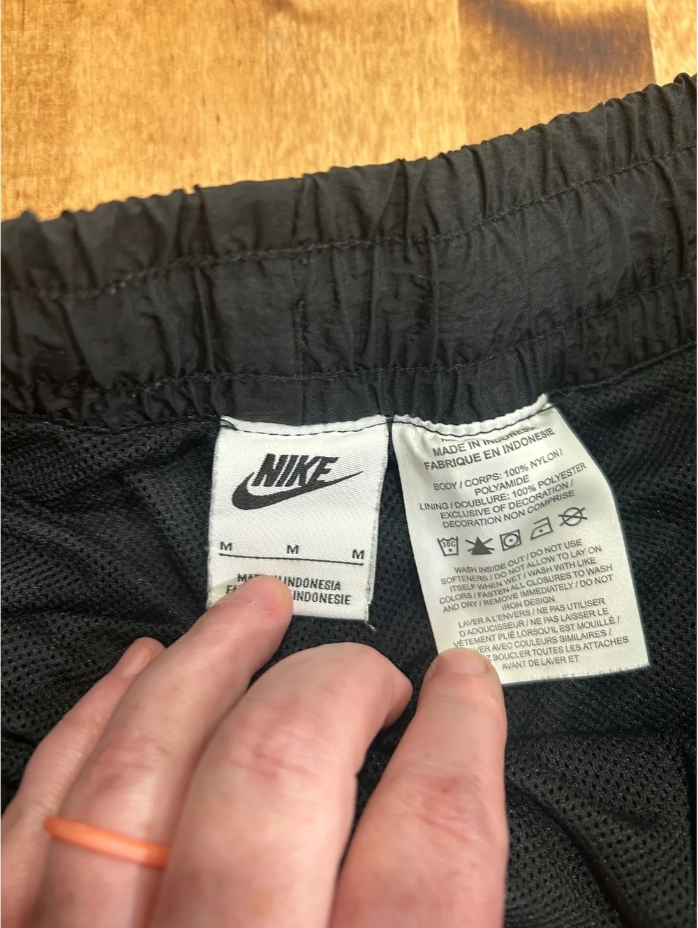 Vintage Nike Men's Black Athletic Shorts with White Drawstring, Size M